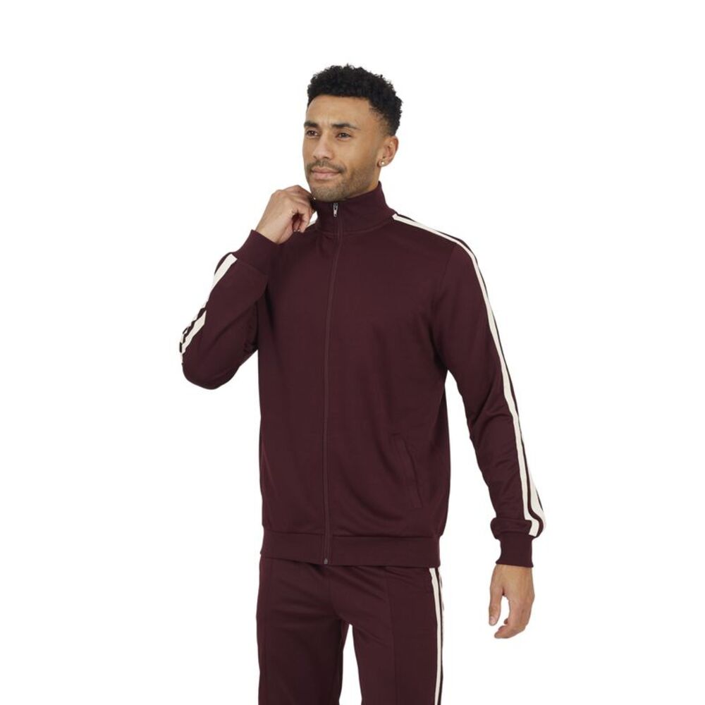 Brave Soul Mens Zip Funnel Neck Track Top / Burgundy